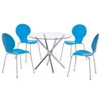 Casa Oval Table Dining Set with 4 Ibiza Chairs Blue