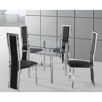 Callisto Glass Dining Table With 2 Black Deluxe Dining Chairs
