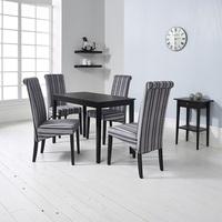 Carmel Wooden Dining Table In Matt Black And 4 Grey Chairs