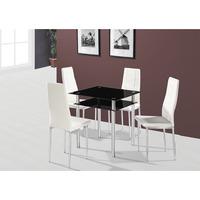 Callisto Glass Dining Table With 4 Cream Nova Dining Chairs