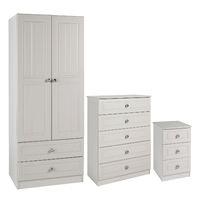 Calando 2 Drawer 2 Door Wardrobe 5 Drawer Chest and 3 Drawer Bedside Set Cashmere