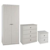 Calando 2 Door Wardrobe 4 Drawer Chest and 2 Drawer Bedside Set Cashmere