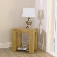 Carnell Wooden Lamp Table In Solid Oak With Undershelf