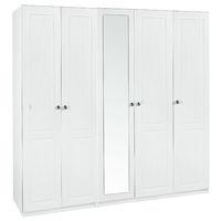 calando tall 5 door mirrored wardrobe white