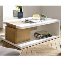Cameron Wooden Storage Coffee Table In White And Knotty Oak