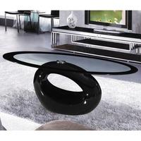 Cairo Oval Black Border Glass Coffee Table With Black Gloss Base