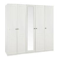 Calando Tall 5 Door Mirrored Wardrobe Cream