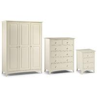 cameo 3 door wardrobe 4 plus 2 drawer chest and 3 drawer bedside set