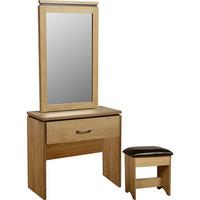 Carlo Dressing Table In Oak With Mirror And Stool