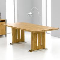 cagliari chromed metal and oak dining table only