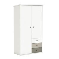 Carolyn Childrens Wardrobe In White Basalt And Grey With 2 Doors