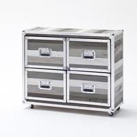 Camber Wooden Chest of Drawers Wide In Grey With Aluminium Frame
