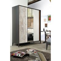 cappolo wooden oak 3 door wardrobe with mirror in middle