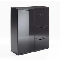 Canton Wide Chest of Drawers In Black High Gloss With 1 Door