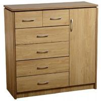 Carlo 1 Door 6 Drawer Chest in Oak Vaneer