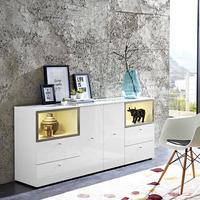 Cadiz Sideboard In White With High Gloss Front And LED