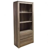 Caister Wooden Bookcase In Oak With 2 Drawers And Shelves