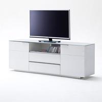 Canberra Sideboard TV Stand In White Glass Top And High Gloss