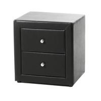 Casper Bedside Cabinet In Brown Faux Leather With 2 Drawers