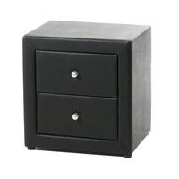 Casper Bedside Cabinet In Black Faux Leather With 2 Drawers