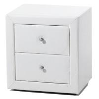 Casper Bedside Cabinet In White Faux Leather With 2 Drawers