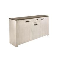 Canton Wooden Sideboard In White And Prata Oak With 3 Doors