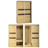 Carlo Sliding Wardrobe In Oak With Walnut Trim And 2 Door