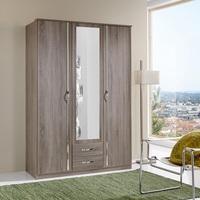 Candice Mirror Wardrobe In Montana Oak And Chrome With 3 Doors