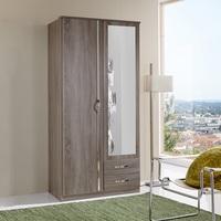 Candice Mirror Wardrobe In Montana Oak And Chrome With 2 Doors