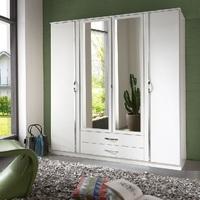 Candice Mirrored Wardrobe In Alpine White With Chrome And 4 Door