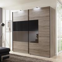 cairo sliding wardrobe in montana oak and black mocha glass door