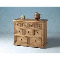 carona 9 drawers chest in distressed waxed pine