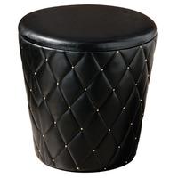 candera black leather effect round shaped storage stool