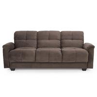 Cate Fabric 3 Seater Sofa Bed with Ottoman Brown