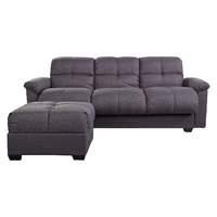 Cate Fabric 3 Seater Sofa Bed with Ottoman Grey