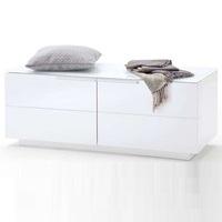 Canberra Shoe Bench In Glass Top And White High Gloss