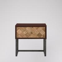 cass bedside table in copper