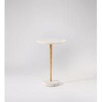 carrara side table in white marble gold leaf