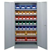 CABINET GREY DOORS1830 x 915 x 460mm 32 COLOURED LINBINS