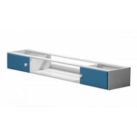 catania underbed cupboards with open shelf in white with blue details