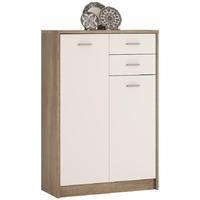 Canyon Grey and Pearl White Tall 2 Door 2 Drawer Cupboard