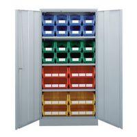 CABINET GREY DOORS1830 x 915 x 460mm 24 COLOURED LINBINS