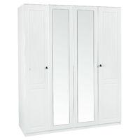 Calando Tall 4 Door Mirrored Wardrobe White