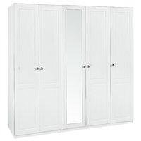 Calando Tall 5 Door Mirrored Wardrobe White