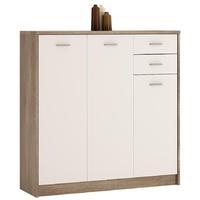 Canyon Grey and Pearl White Tall 3 Door 2 Drawer Cupboard