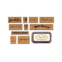 Cavallini & Co. Greetings Designed Stamps Set Includes Wooden Rubber Stamps - Assorted/ Ink Pad - Black