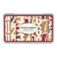 Cavallini & Co. Vintage Numbers Designed Stamps Set Includes Wooden Rubber Stamps - Assorted/ Ink Pad - Black