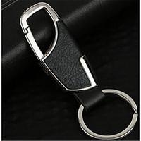 Car Key Button Creative Male And Female Waist Hanging Key Ring Metal Leather Key Chain Trolley