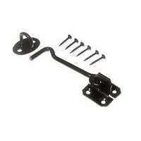 cabin hook and eye 100mm 4 inch black japanned with screws pack of 6 