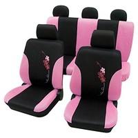 Car Seat Covers Pink & Black Flower pattern-Holden Barina TK Hatchback 2005-2011